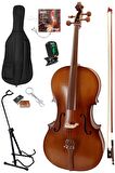 Midex GT-224-PAK Profesyonel Üst Kalite Masif Ağaç Çello Viyolonsel Full Set